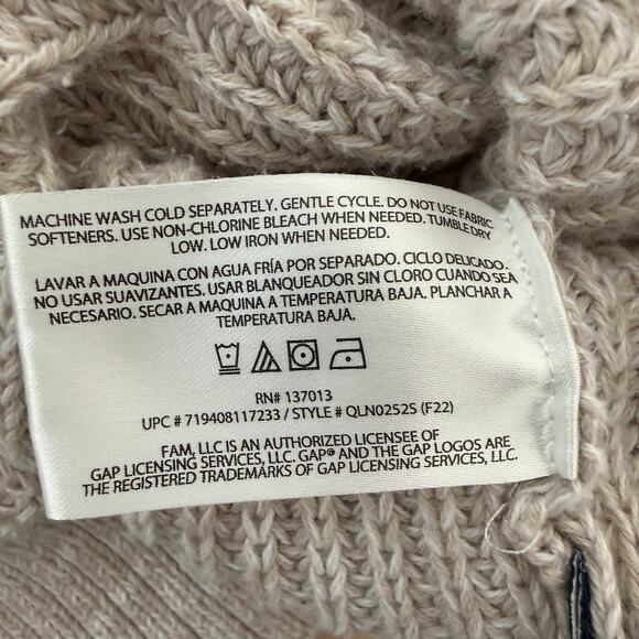 GAP Button Front Cardigan Sweater Beige Knit Tortoise Logo Buttons Classic | M - Picture 5 of 10